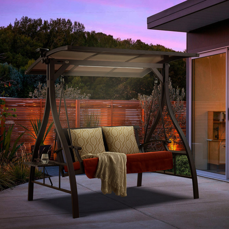 Wood porch discount swing with canopy